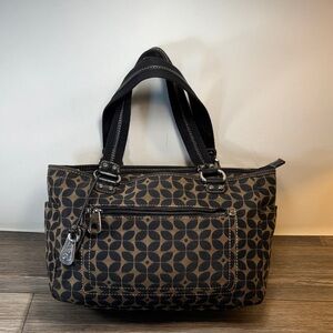 Fossil Stylish Black and Brown Canvas Patterned Women's Bag